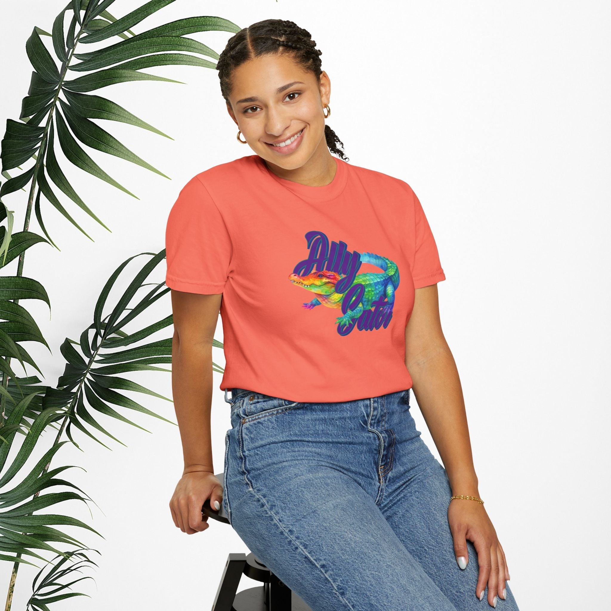 Bespattered Facade Rainbow Ally Gator Colorful LGBTQ+ Pride Premium Unisex Comfort Colors Garment Dyed 100% Cotton T-Shirt