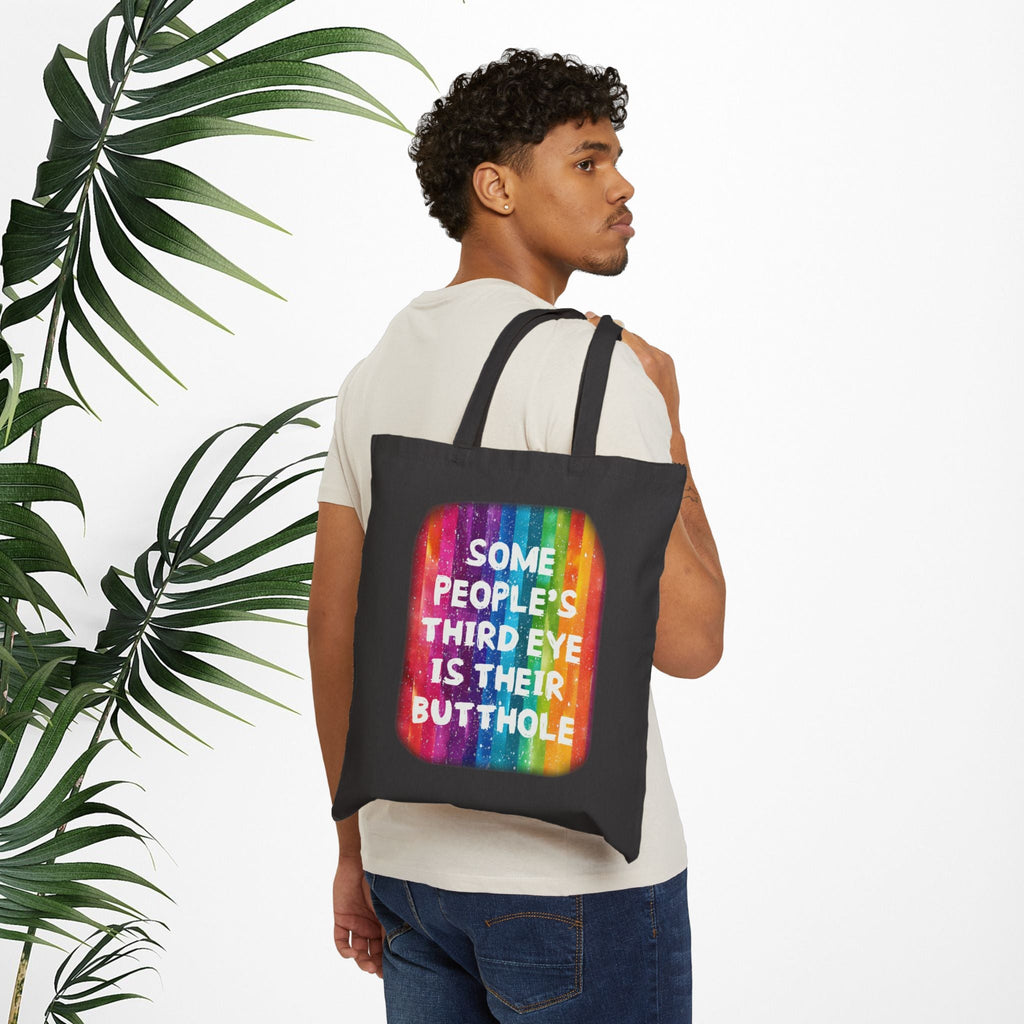 Bespattered Facade Rainbow "Third Butthole Eye" Canvas Tote Bag Reusable Carryall
