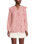Womens Lands End Cotton Voile Ruffle Shirt,Medium