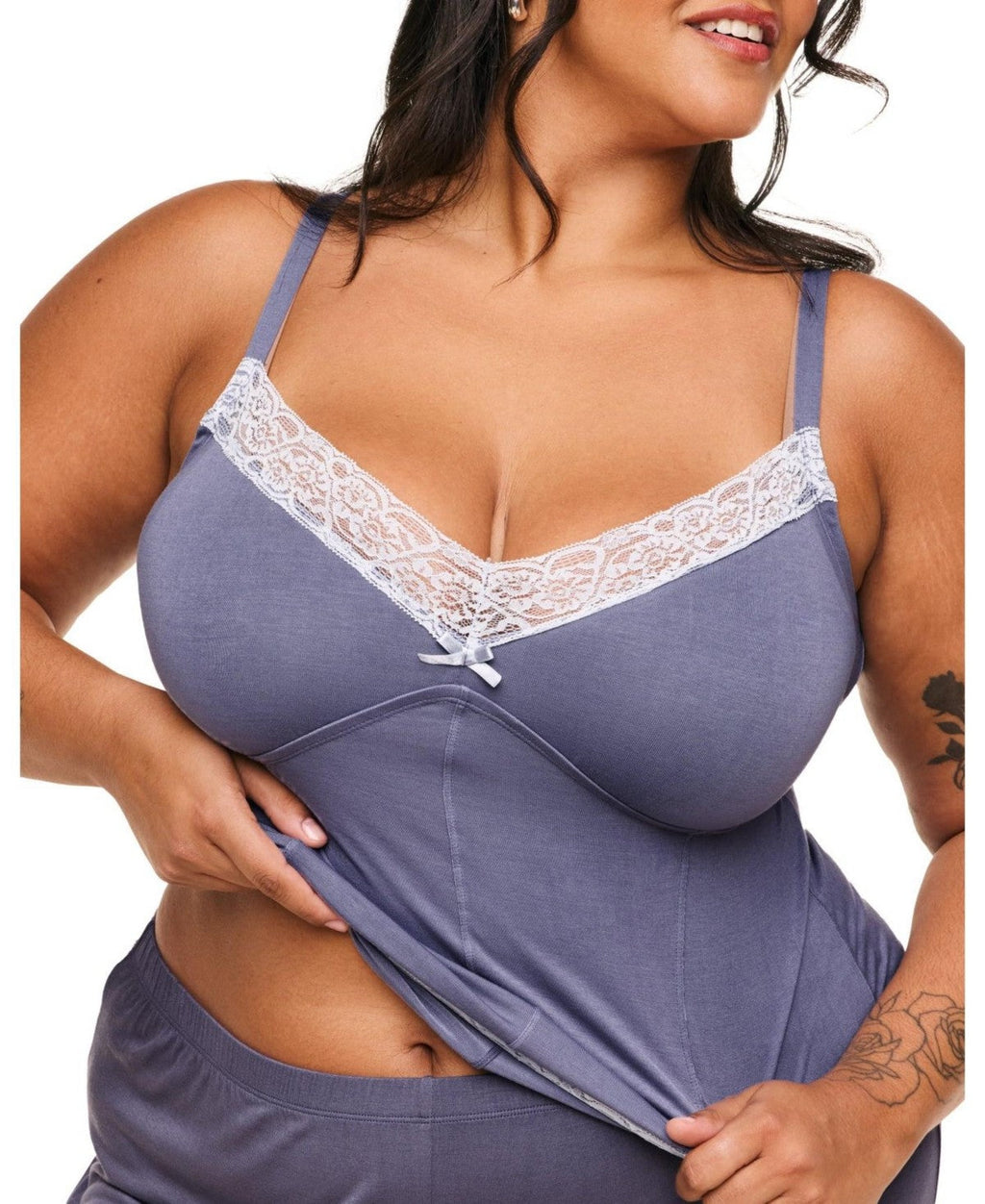 Adore Me Plus Size Suzanna Pajama Cami and Pants Set - Dark Grey, 3X
