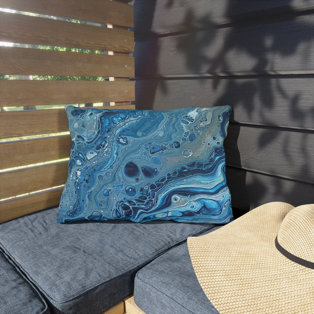 Bespattered Facade Blue Marble UV-Resistant Outdoor Pillows | 4 Sizes