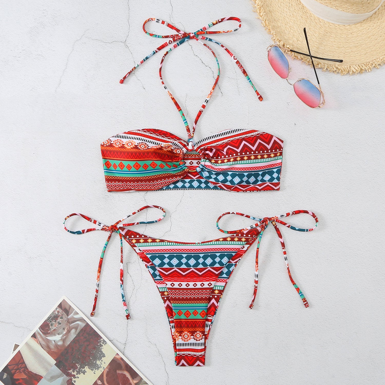 2024 New Geometric Print Women's Bikini Swimsuit