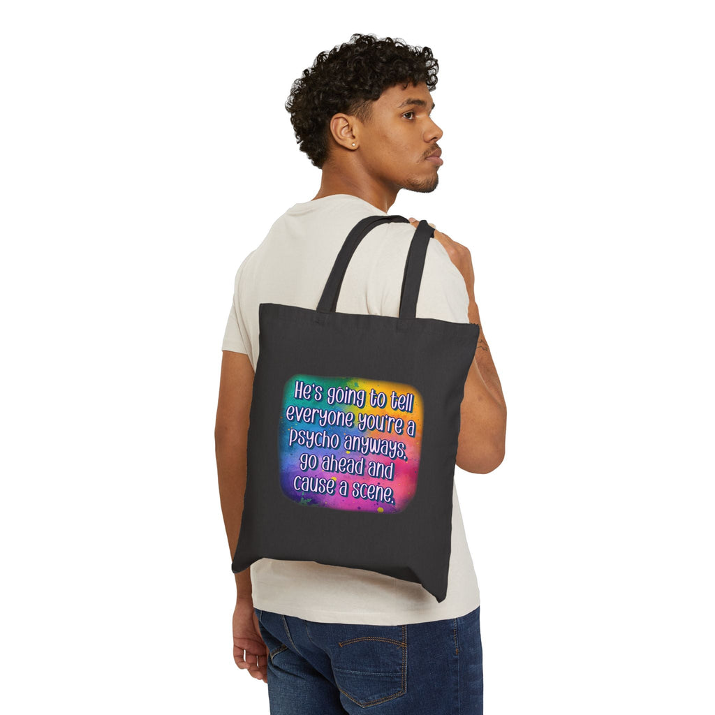 Bespattered Facade Rainbow "Cause a Scene" Canvas Tote Bag Reusable Carryall