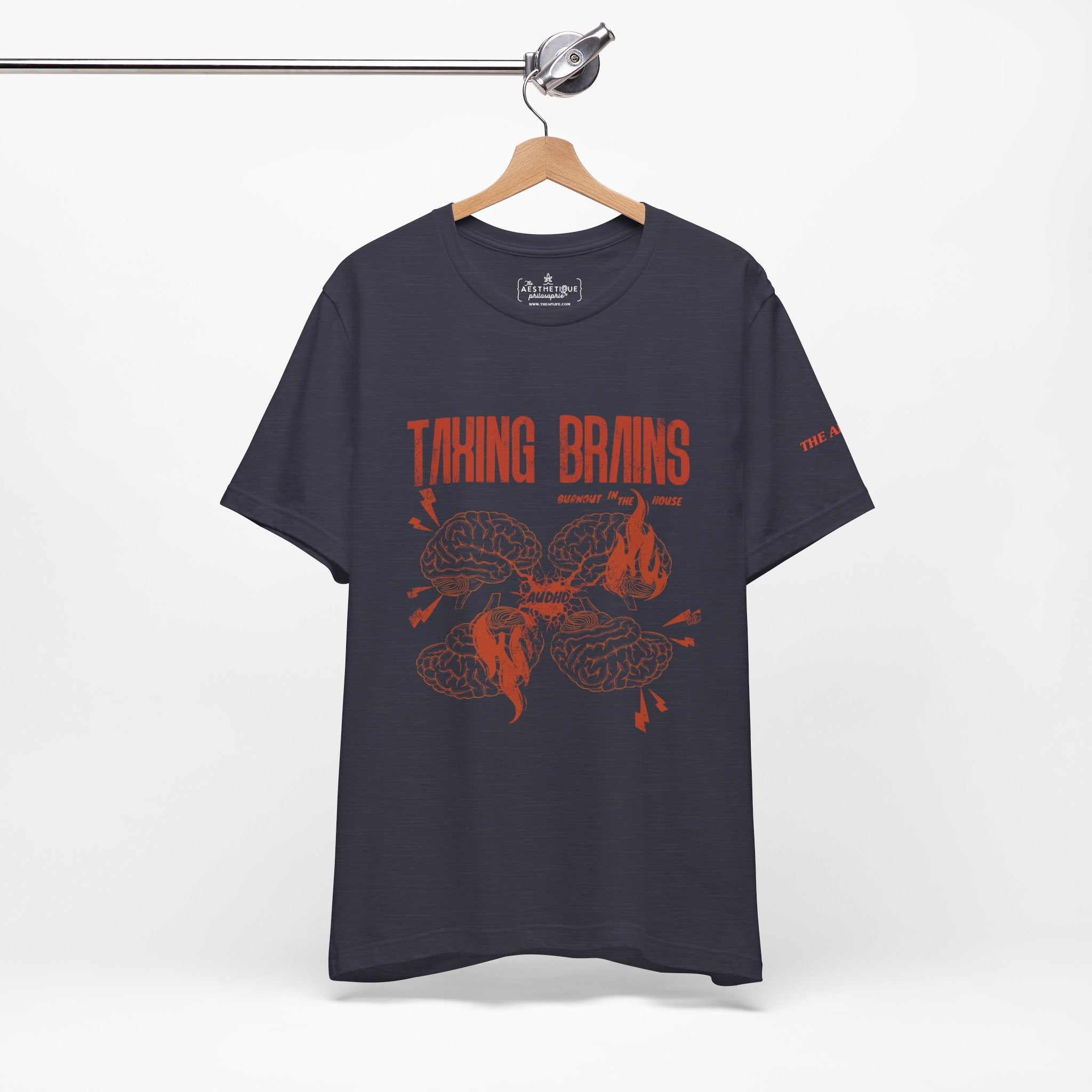 Taxing Brains - Burnout in the House - AuDHD - Adult Unisex Jersey Tee