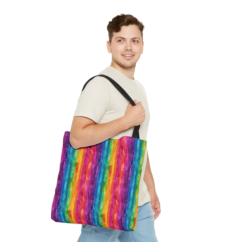 Bespattered Facade Rainbow Stripes Eco-Friendly Carryall Tote Bag