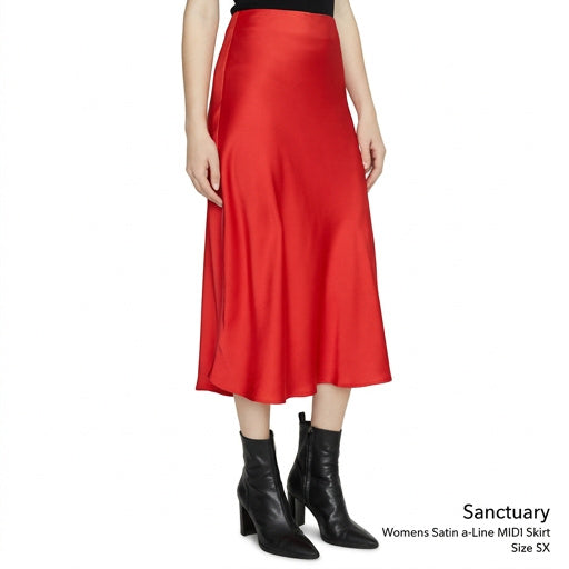 Sanctuary Womens Satin a-Line MIDI Skirt, Size SX