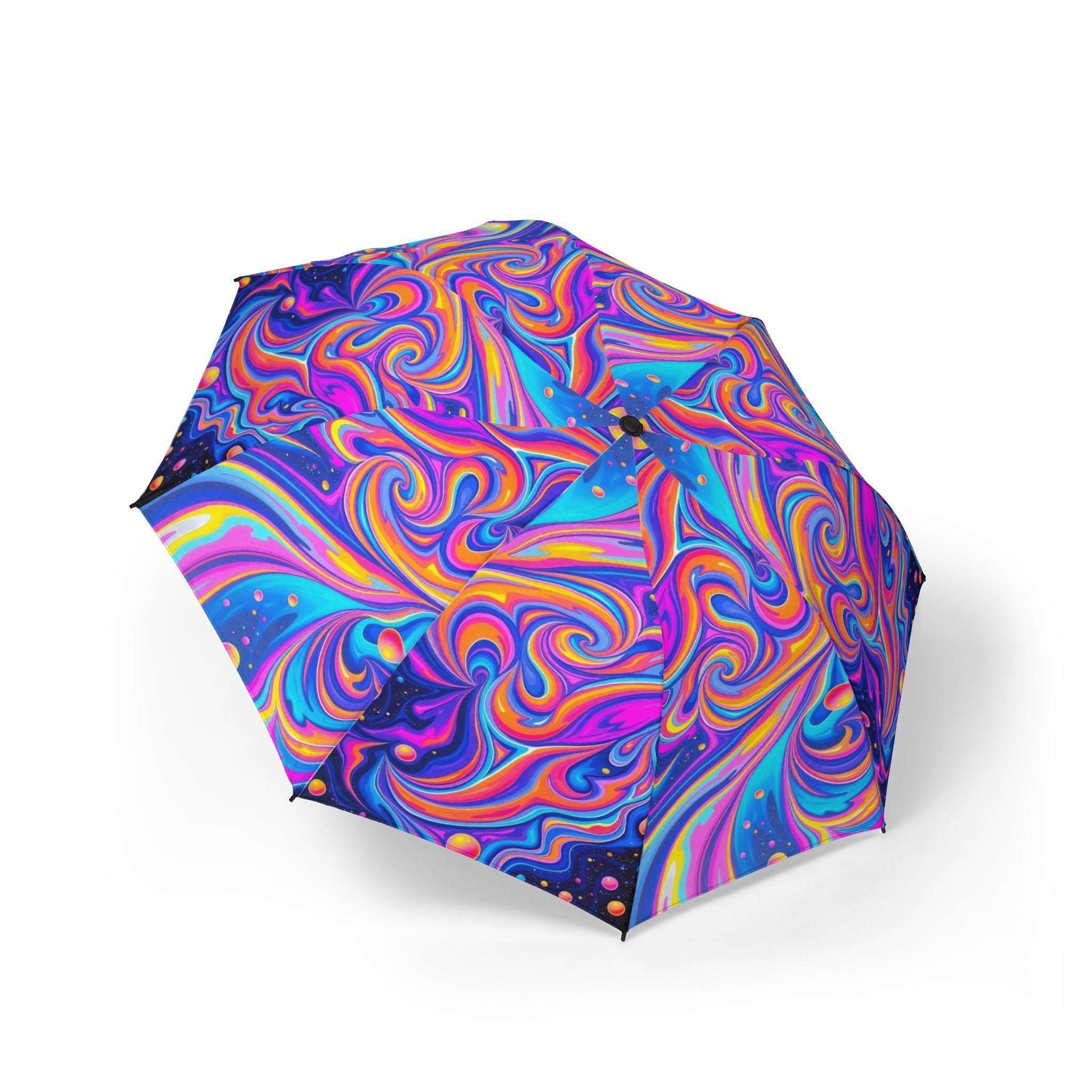 Bespattered Facade Trippy Rainbow Foldable Umbrella — Compact Semi-Automatic Rain Parasol