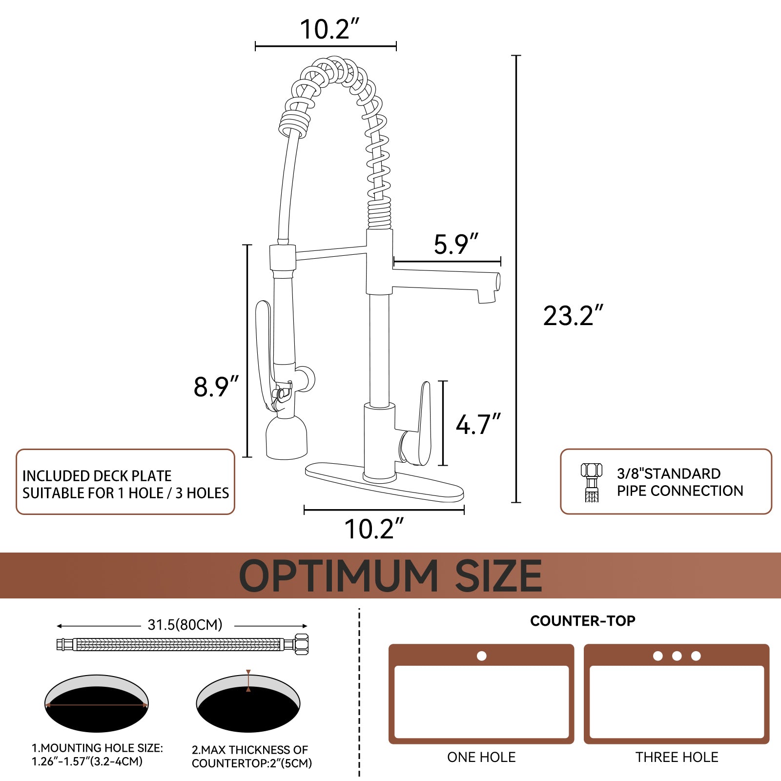 Industrial Chic Matte Black Kitchen Sink Faucet with LED Pull Down Sprayer, Single Handle High Arc Stainless Steel Faucet, Dual Spouts, Deck Mount