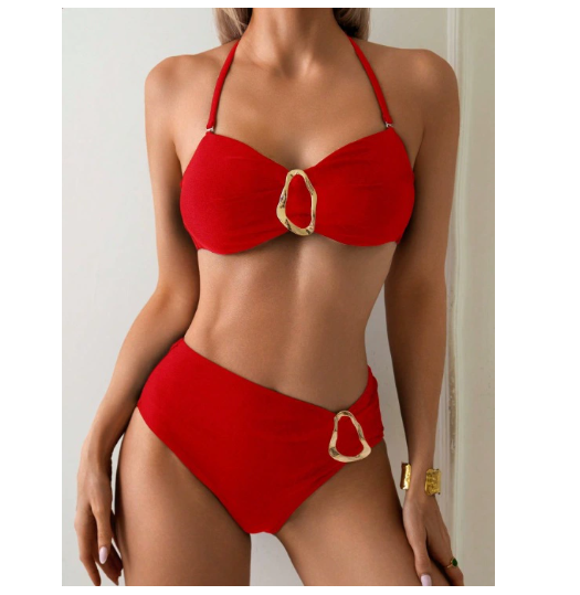 New Women's Solid Color Heart Bikini Swimwear 2020