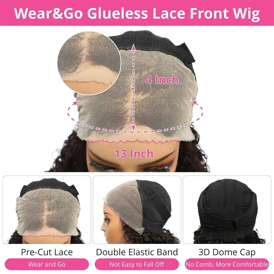 13x4 Glueless Kinky Straight Bob Wig | Ready-to-Wear | Brazilian Remy Hair | 100% Human Hair