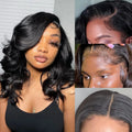 13x6 Lace Front Curly Bob Wig with Bangs | Black Cosplay Wig | Heat Resistant Synthetic Hair