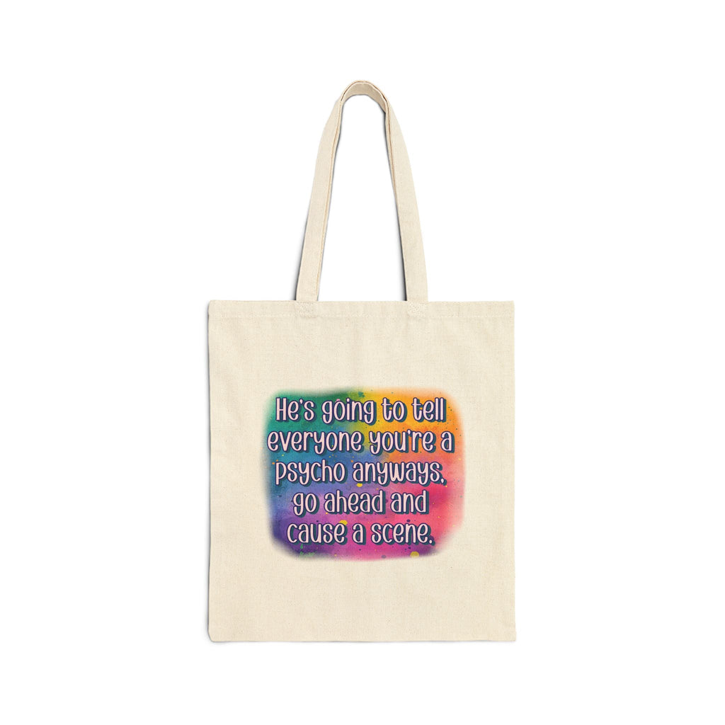 Bespattered Facade Rainbow "Cause a Scene" Canvas Tote Bag Reusable Carryall