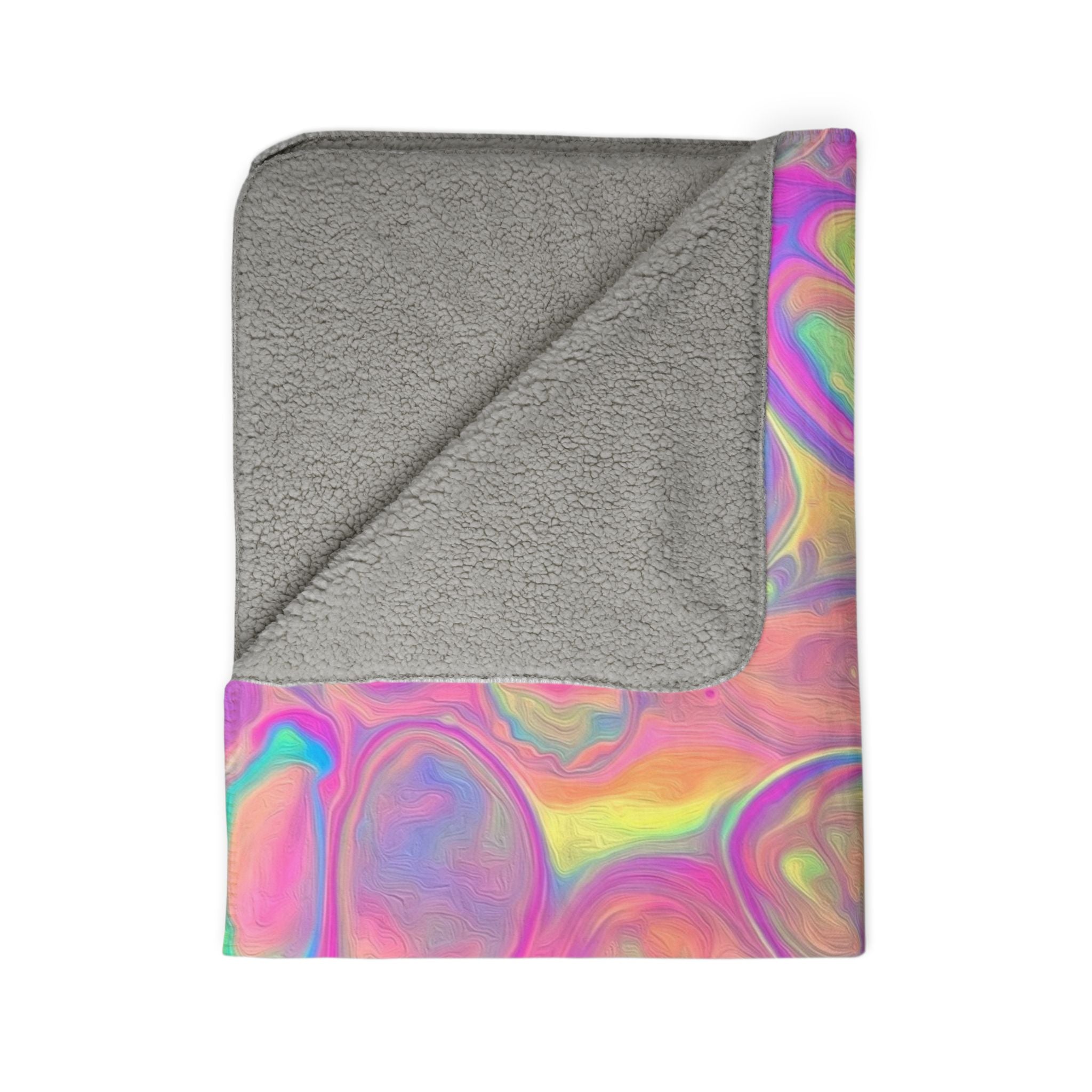 Bespattered Facade Rainbow Sherbet Fleece Sherpa Blanket | 2 Colors & Sizes