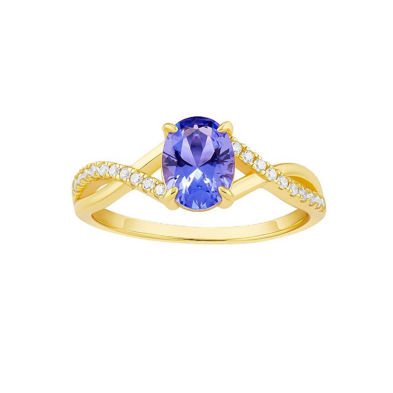 PRIMROSE 18k Gold Over Silver Purple Cubic Zirconia Twist Ring, Womens, Size 9