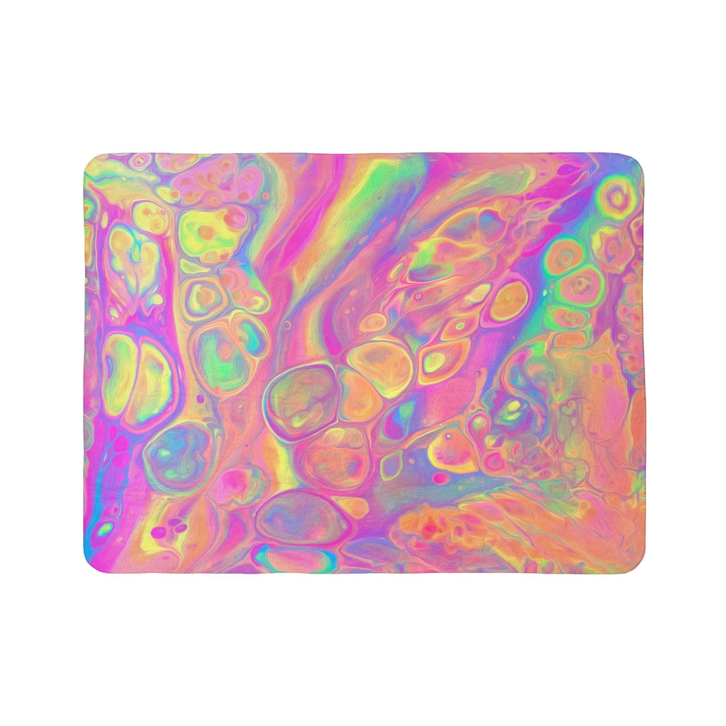 Bespattered Facade Rainbow Sherbet Fleece Sherpa Blanket | 2 Colors & Sizes
