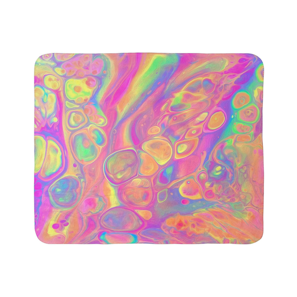 Bespattered Facade Rainbow Sherbet Fleece Sherpa Blanket | 2 Colors & Sizes