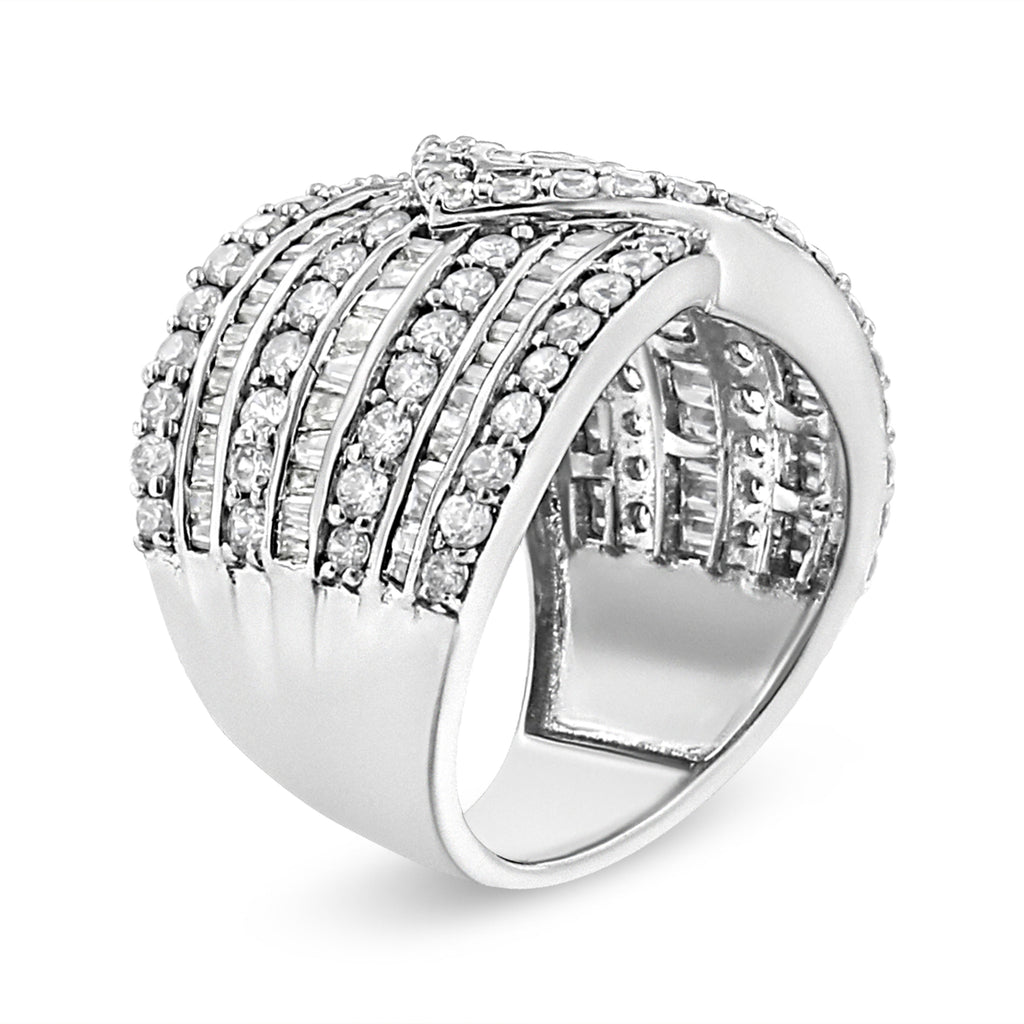 .925 Sterling Silver 2 3/8 Cttw Diamond Multi Row Overlay Band Ring ( J-K Color, I3 Clarity) - Ring Size 7