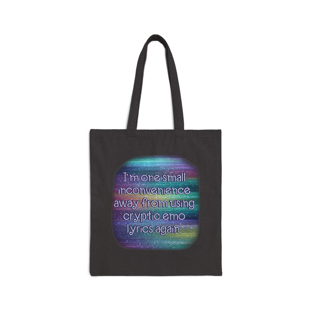 Bespattered Facade Rainbow "Cryptic Emo Lyrics" Canvas Tote Bag Reusable Carryall
