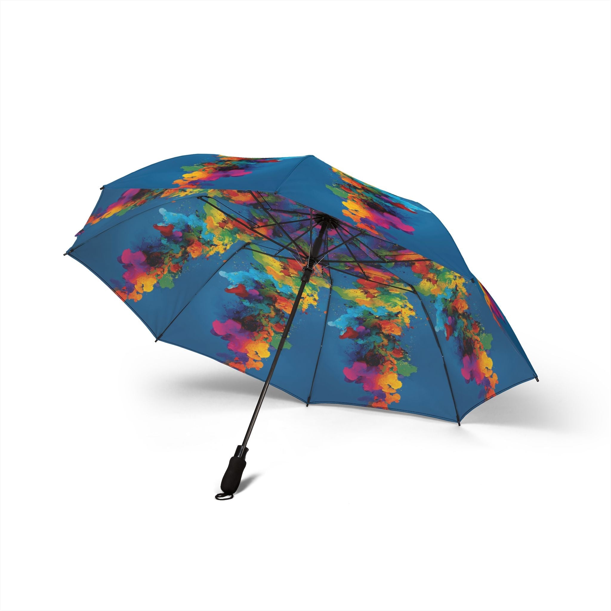 Bespattered Facade Rainbow Flower Foldable Umbrella — Compact Semi-Automatic Rain Parasol