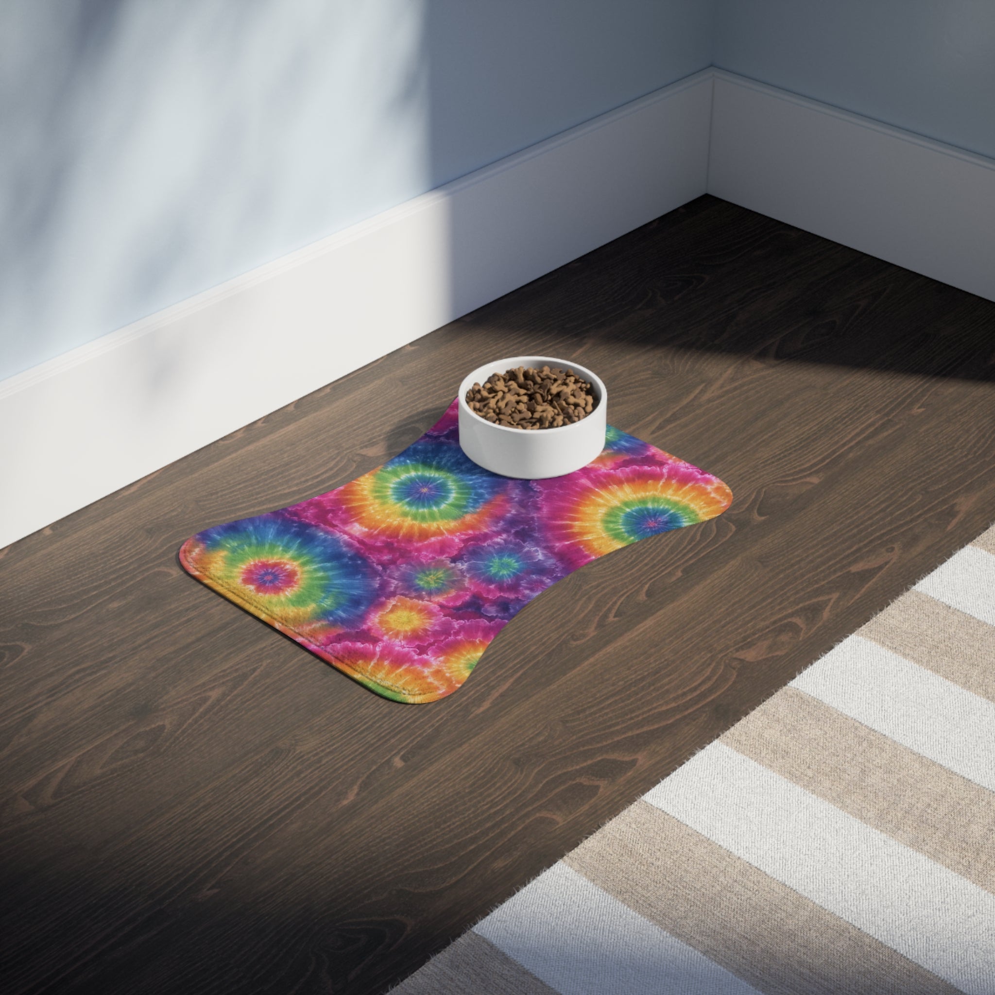 Bespattered Facade Rainbow Tie Dye Pet Feeding Mats (3 Shapes)