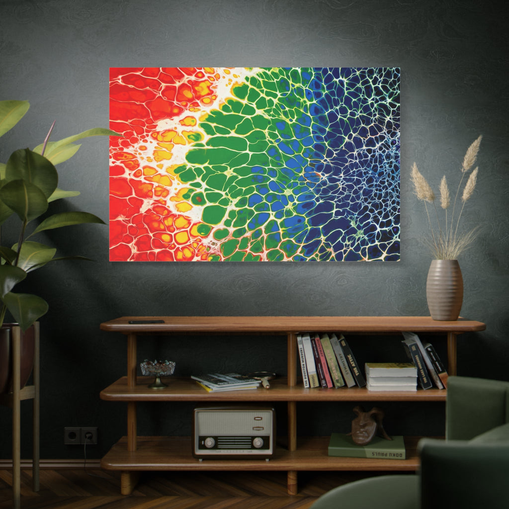 Bespattered Facade Rainbow Seaside Stretched Matte Canvas Art Prints | Multiple Sizes