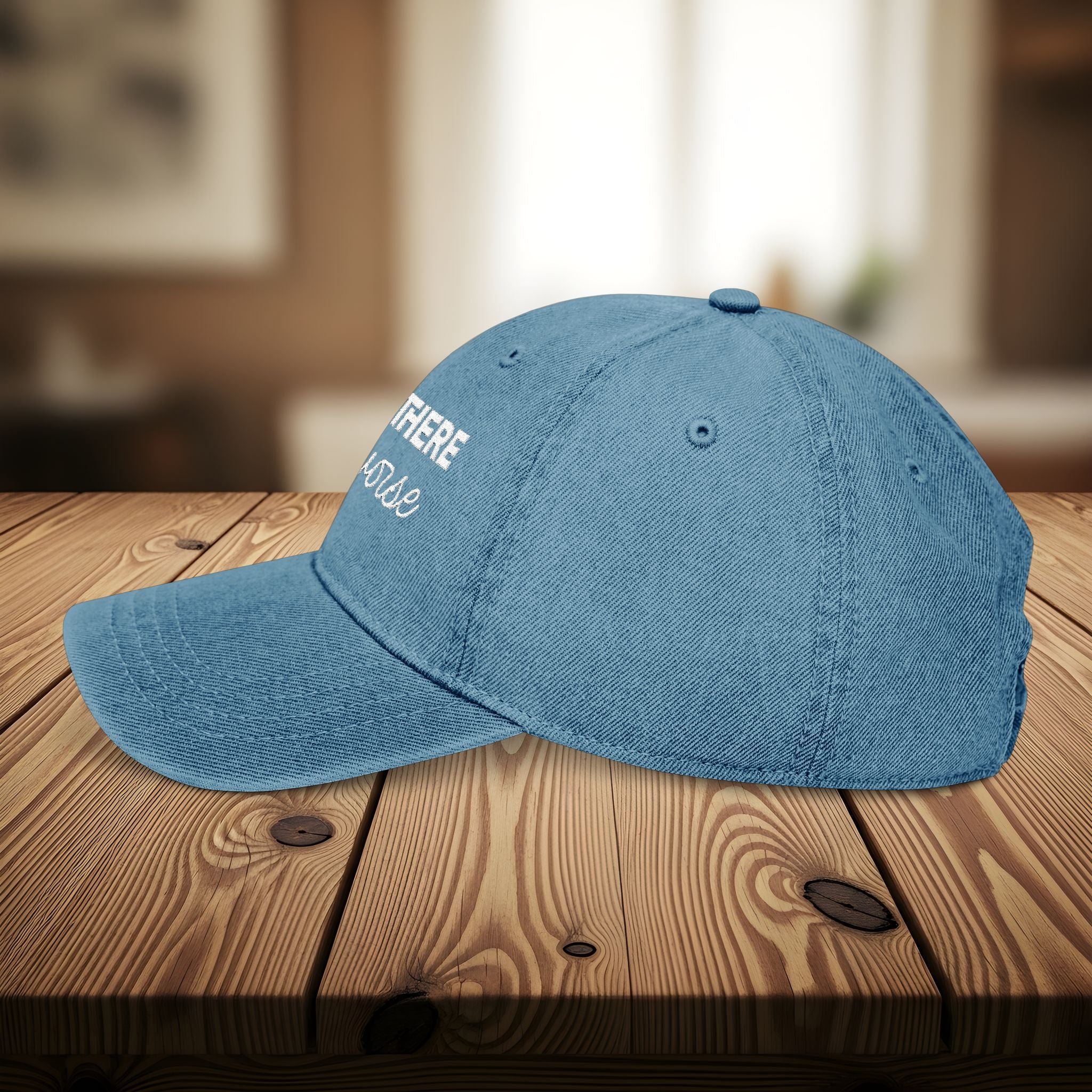 Bespattered Facade "Hang in There" White Embroidered Denim Cap
