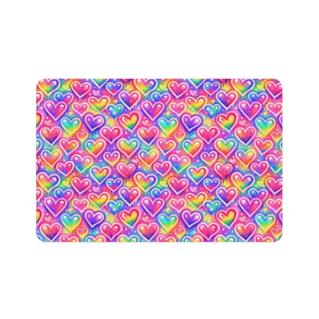 Bespattered Facade Rainbow Hearts Pet Food Mat