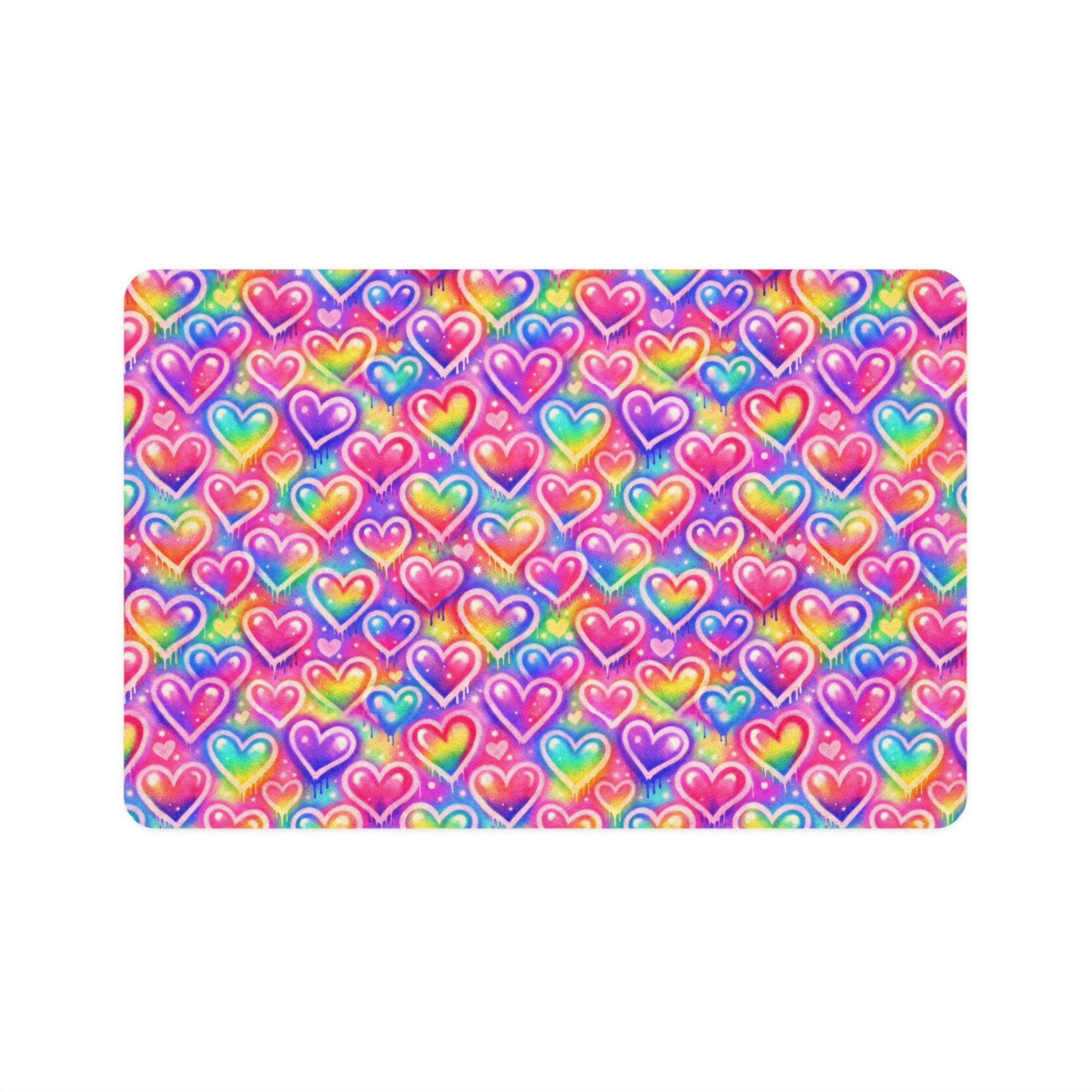 Bespattered Facade Rainbow Hearts Pet Food Mat