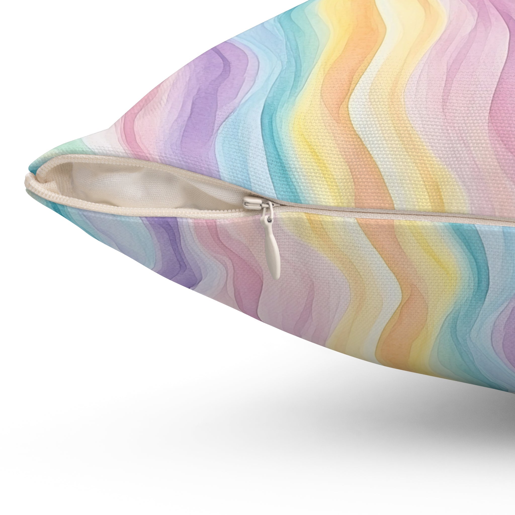 Bespattered Facade Pastel Squiggles Square Throw Pillow | 4 Sizes