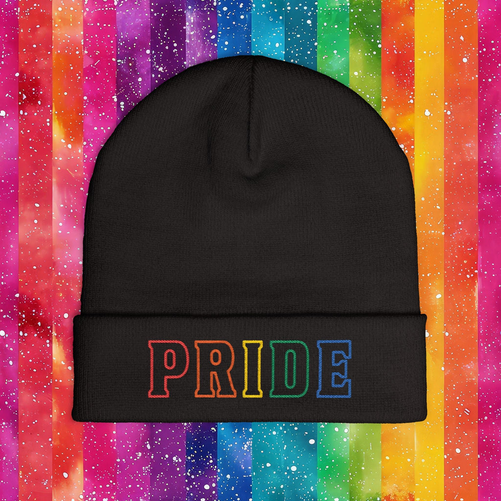 Bespattered Facade Rainbow LGBTQ+ Pride Embroidered Knit Beanie