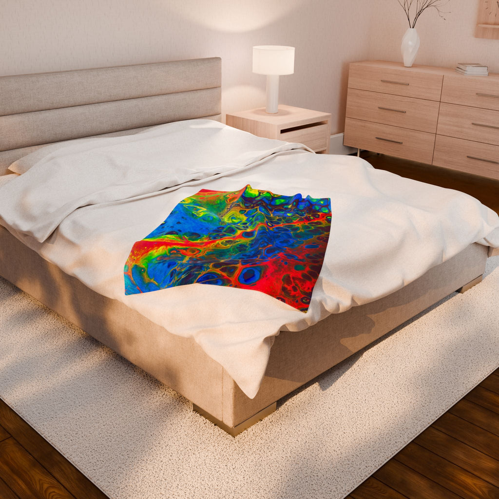 Bespattered Facade Rainbow Velveteen Plush Blanket | 3 Sizes