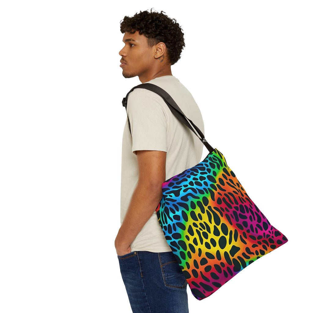 Bespattered Facade Rainbow Animal Print Adjustable Tote Bag | 2 Sizes