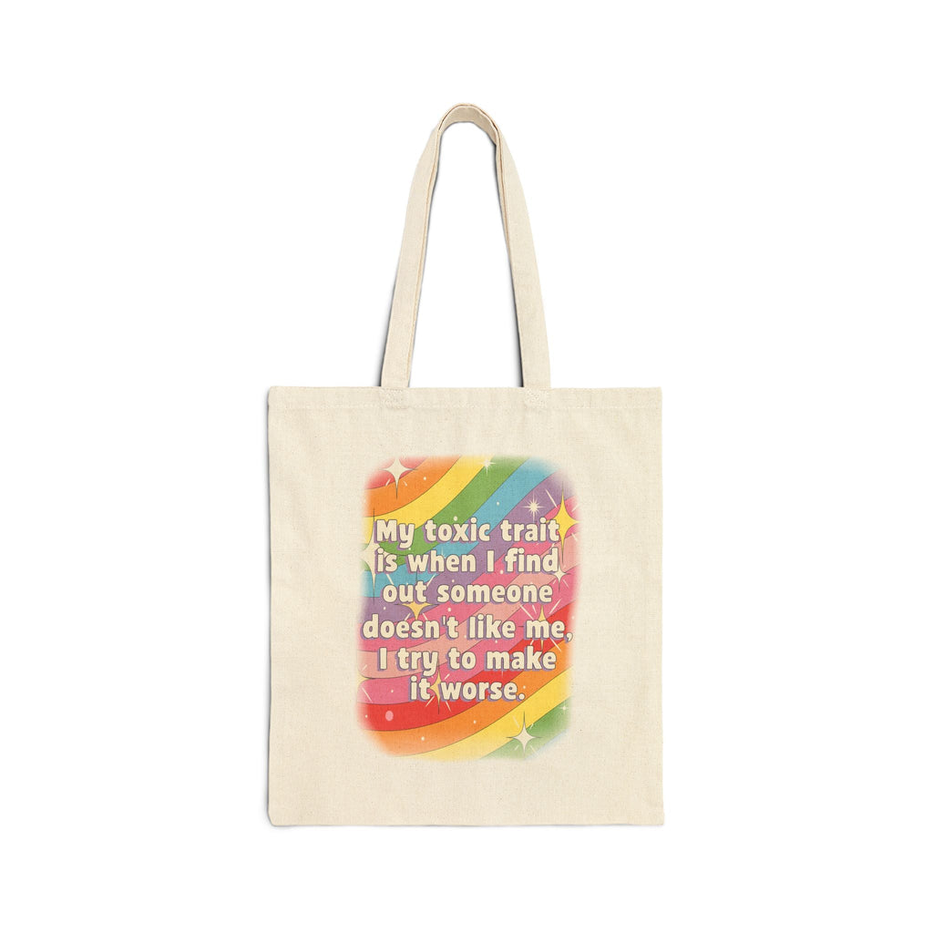 Bespattered Facade Rainbow "Toxic Trait" Canvas Tote Bag Reusable Carryall