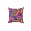 Bespattered Facade Colorful Circles Faux Suede Square Throw Pillow | 4 Sizes