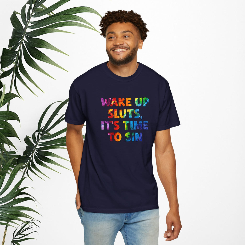 Bespattered Facade Rainbow Wake Up Colorful LGBTQ+ Pride Premium Unisex Comfort Colors Garment Dyed 100% Cotton T-Shirt