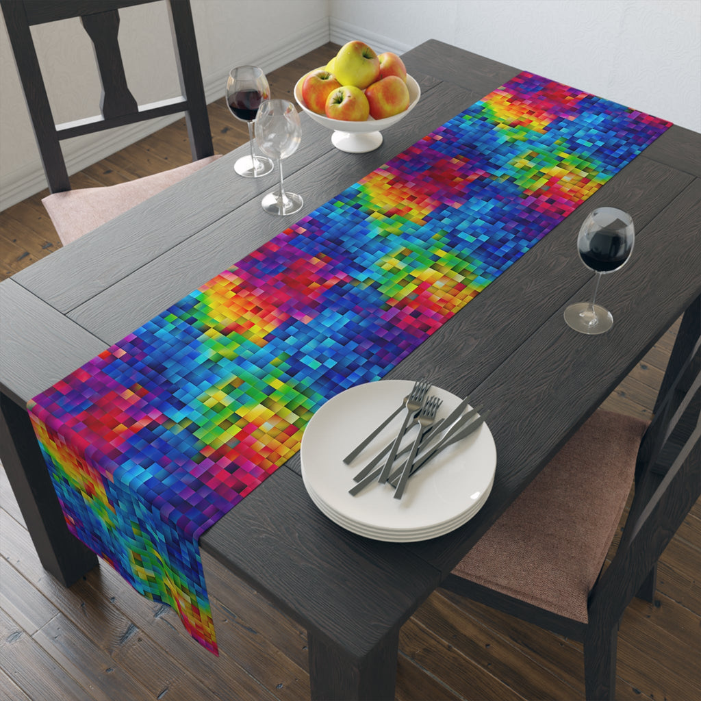 Bespattered Facade Pixelated Rainbow Table Runner (2 sizes)