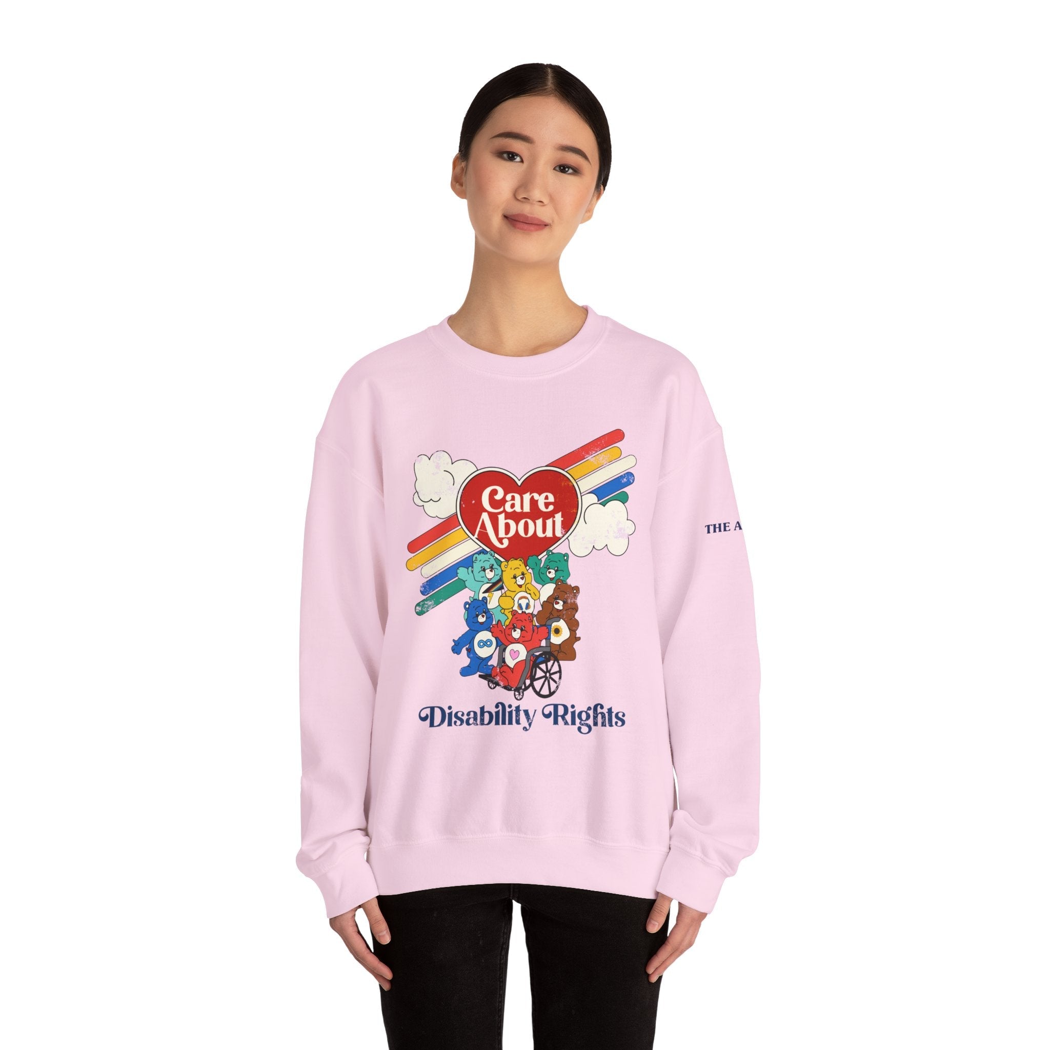 Care About Disability Rights - Retro 80s Vibe - Unisex Heavy Blend™ Crewneck Sweatshirt