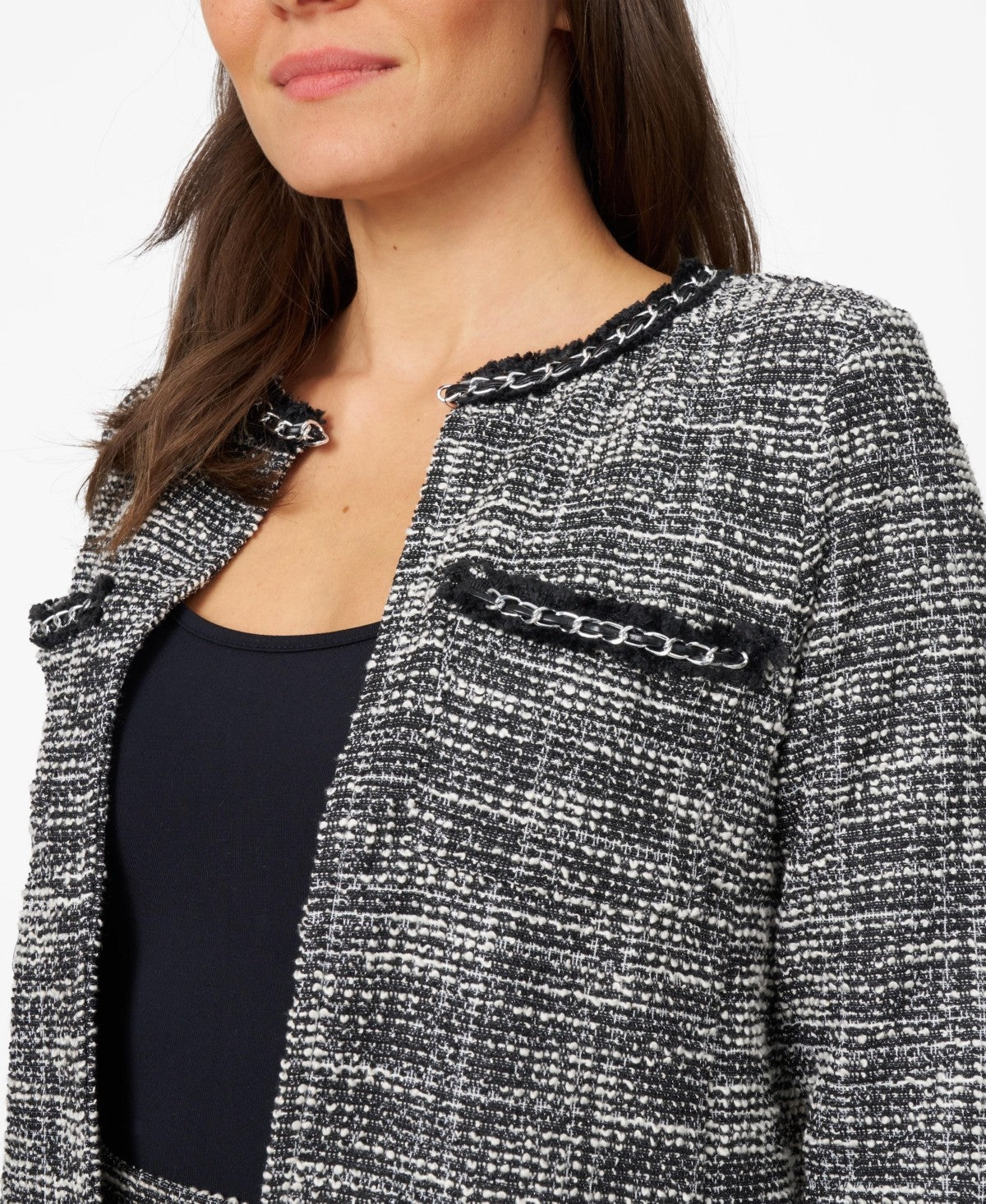 Cable and Gauge Womens Chain Detail Boucle Lady Jacket, XL