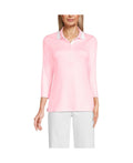 Lands End Womens 3/4 Sleeve Supima Cotton Polo Shirt, Size Large