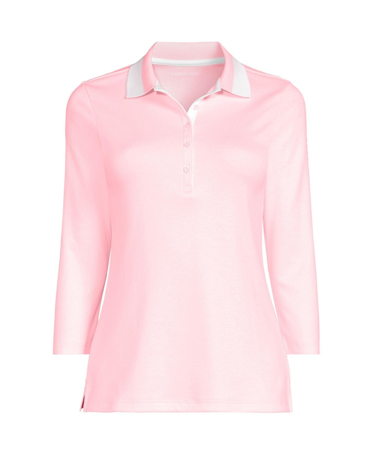 Lands End Womens 3/4 Sleeve Supima Cotton Polo Shirt, Size Large