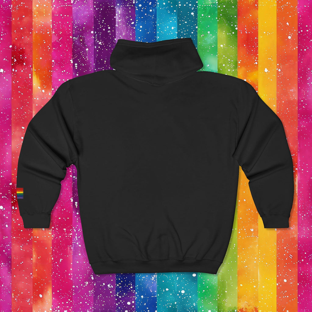 Bespattered Facade Rainbow LGBTQ+ Pride Embroidered Full-Zip Hoodie