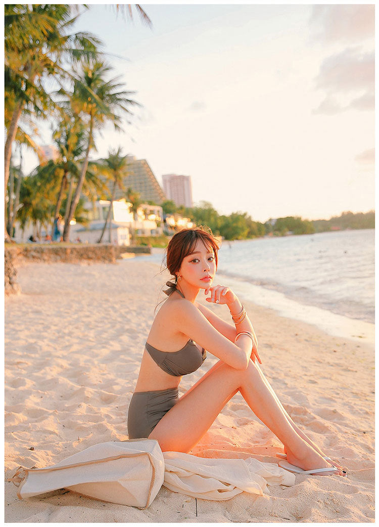 Korean 2020 New High-Waisted Bikini Swimwear Set