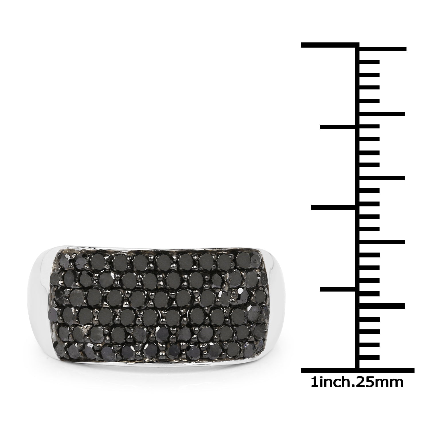1.21 Carat Genuine Black Diamond .925 Sterling Silver Ring