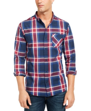 Levis Mens Plaid Button-Down Shirt, Med Marshmallow