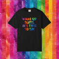 Bespattered Facade Rainbow Wake Up Colorful LGBTQ+ Pride Premium Unisex Comfort Colors Garment Dyed 100% Cotton T-Shirt