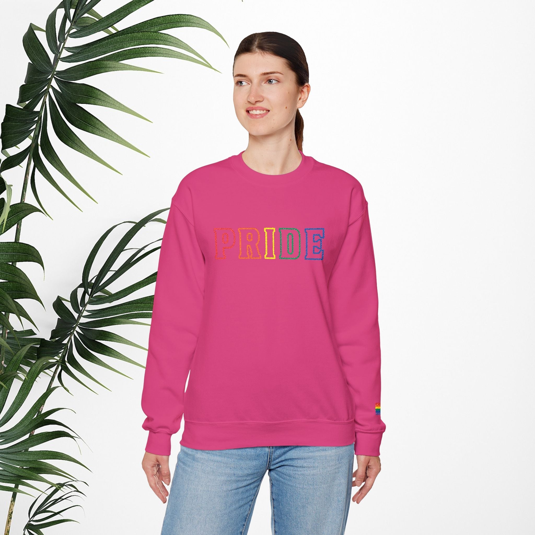 Bespattered Facade Rainbow LGBTQ+ Pride Embroidered Crewneck Sweatshirt
