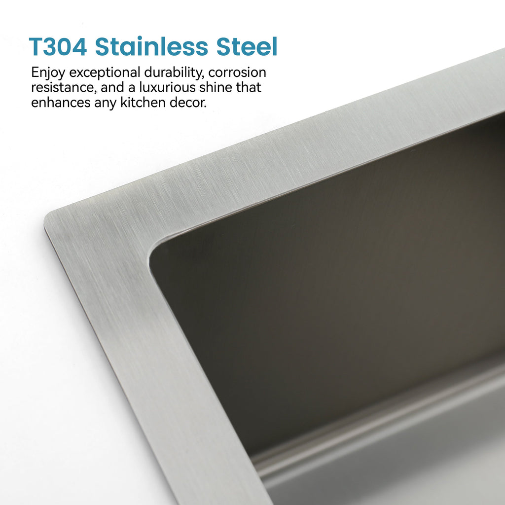 Stainless Steel Kitchen Sink, 27″x19″ Single Bowl, Overmount Handmade Sink in Dark Gray, with US Standard Drain and Hook
