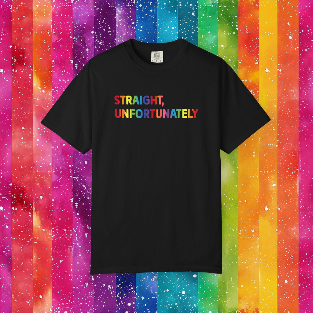 Bespattered Facade Rainbow Unfortunately Straight Colorful LGBTQ+ Pride Premium Unisex Comfort Colors Garment Dyed 100% Cotton T-Shirt