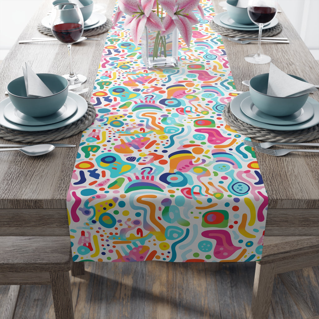 Bespattered Facade Rainbow Doodles Table Runner (2 sizes)