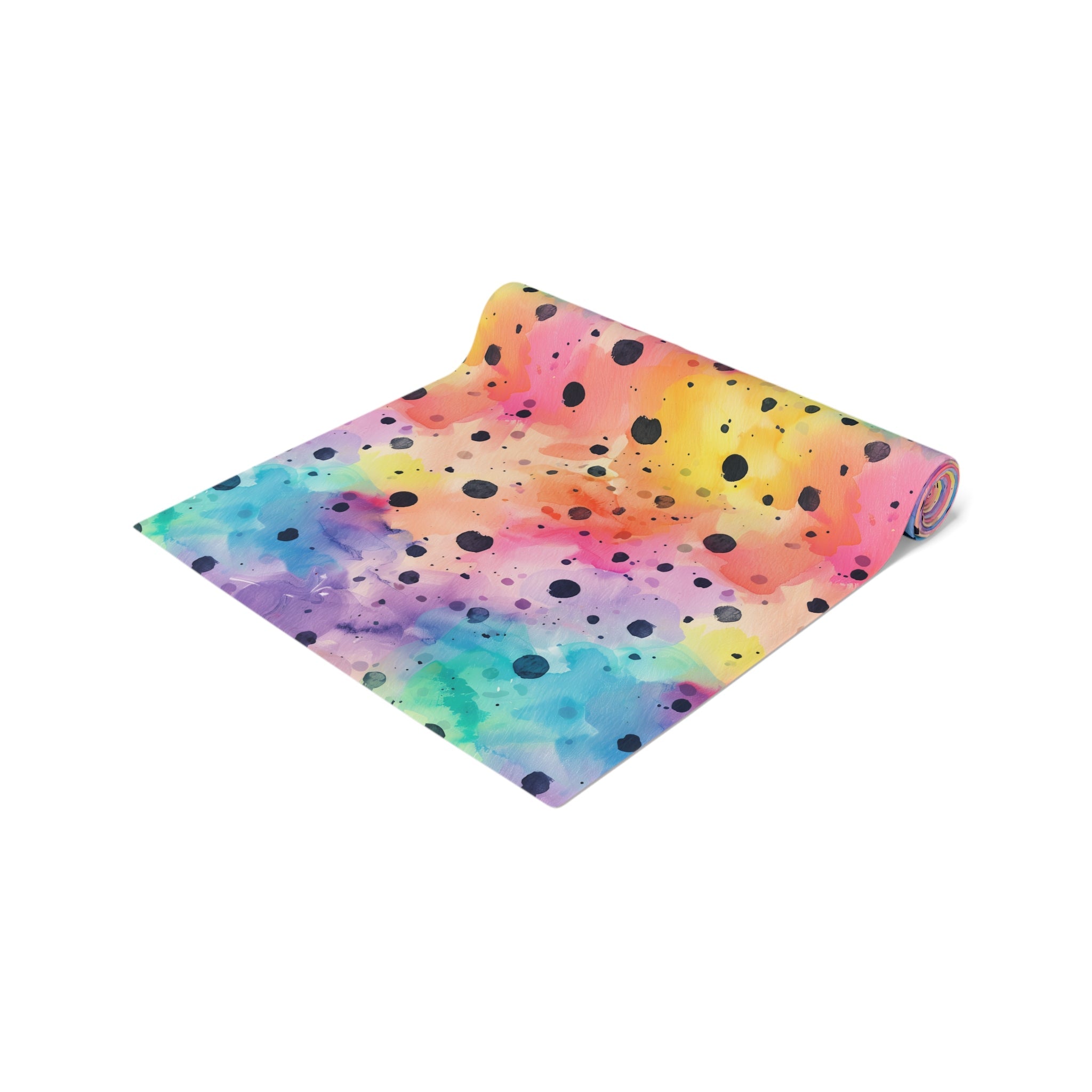 Bespattered Facade Rainbow Watercolor Dots Table Runner (2 sizes)